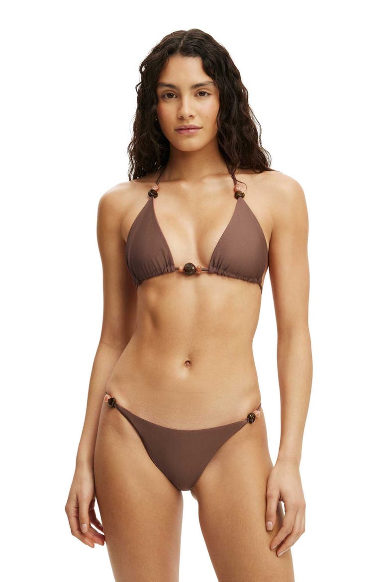 Women's Reversible String Triangle Bikini Top, Alternate, color, Clay Bean