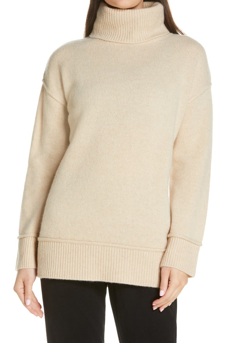Women's Elevate Wool Blend Turtleneck Sweater, Main, color, FLINT WHITE