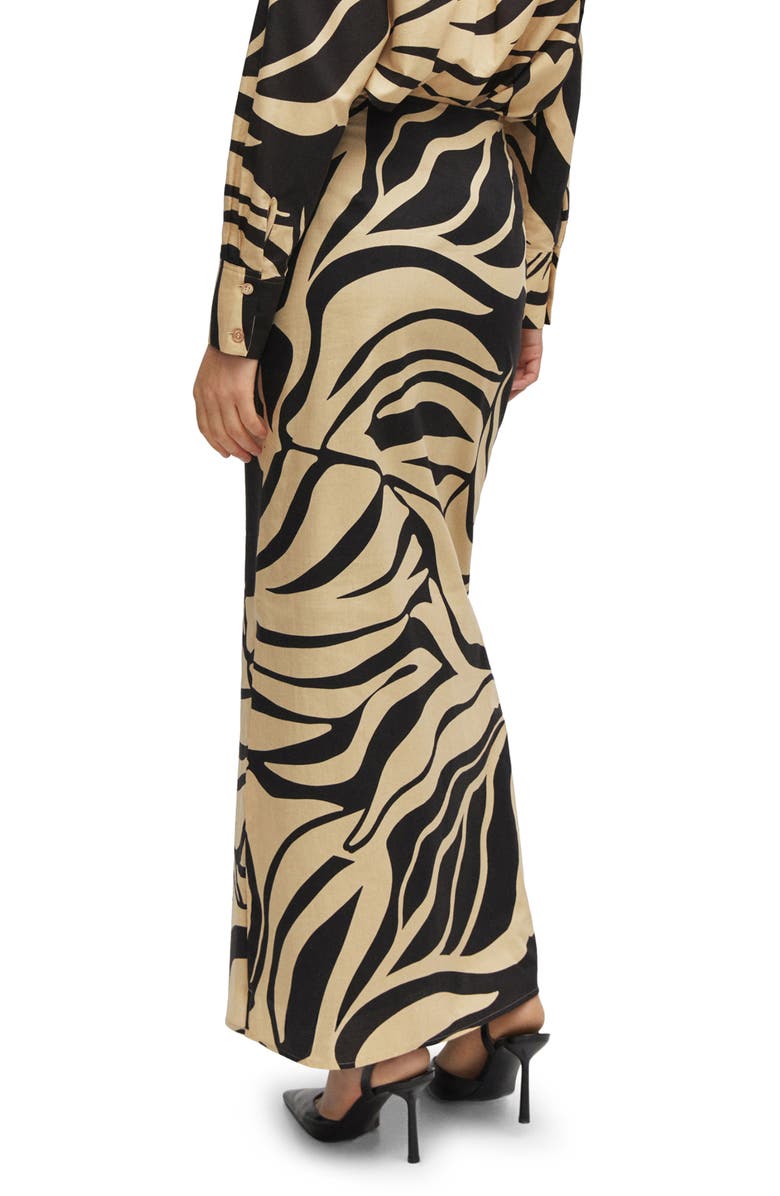 MANGO Leaf Print Cotton Maxi Skirt, Alternate, color, 