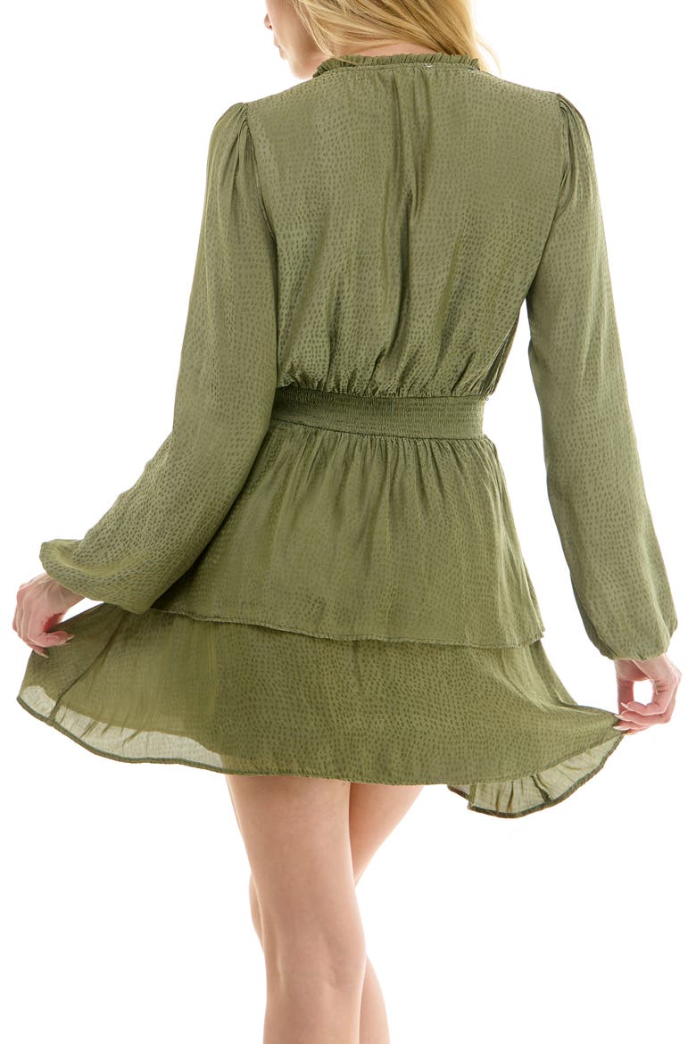 Long Sleeve Smocked Waist Minidress, Alternate, color, OLIVE