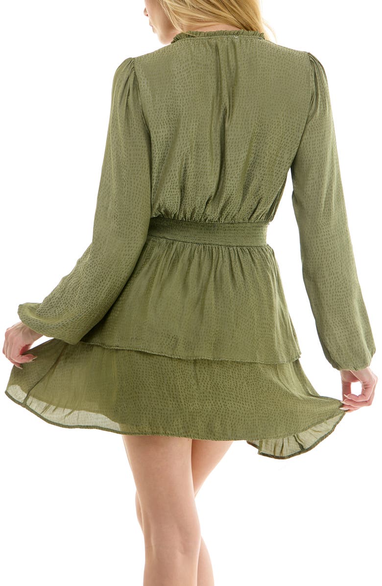 Socialite Long Sleeve Smocked Waist Minidress, Alternate, color, Olive