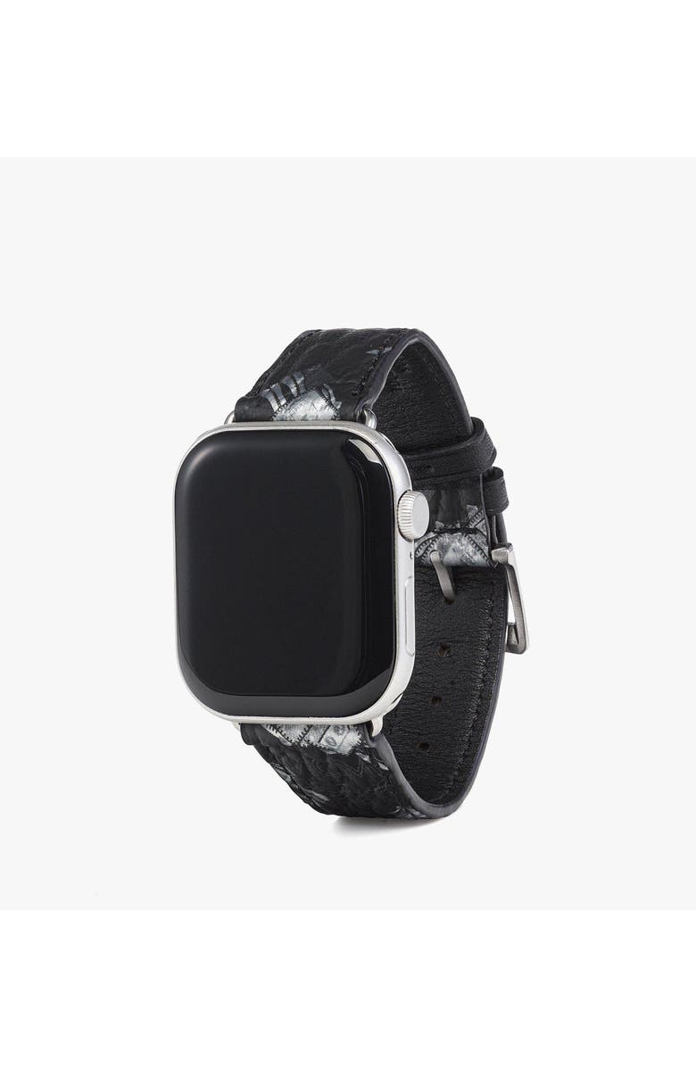 MCM 42-49mm Apple Watch Band in Rabot Rabot Visetos, Main, color, Black