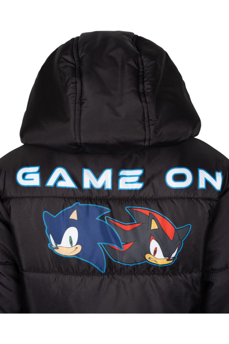 Sonic the Hedgehog Hooded Puffer Jacket, Alternate, color, Sonic Shadow Black