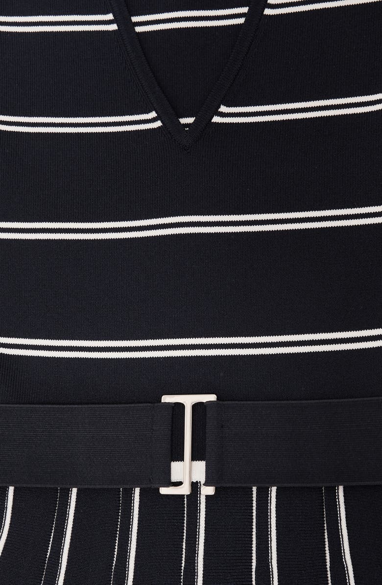 Reiss Mallory Mixed Stripe Dress, Alternate, color, Navy/ Ivory