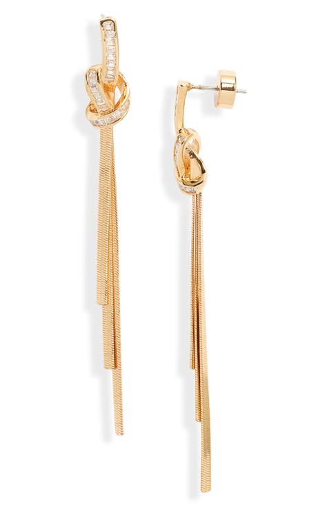 Cubic Zirconia Knot Tassel Drop Earrings