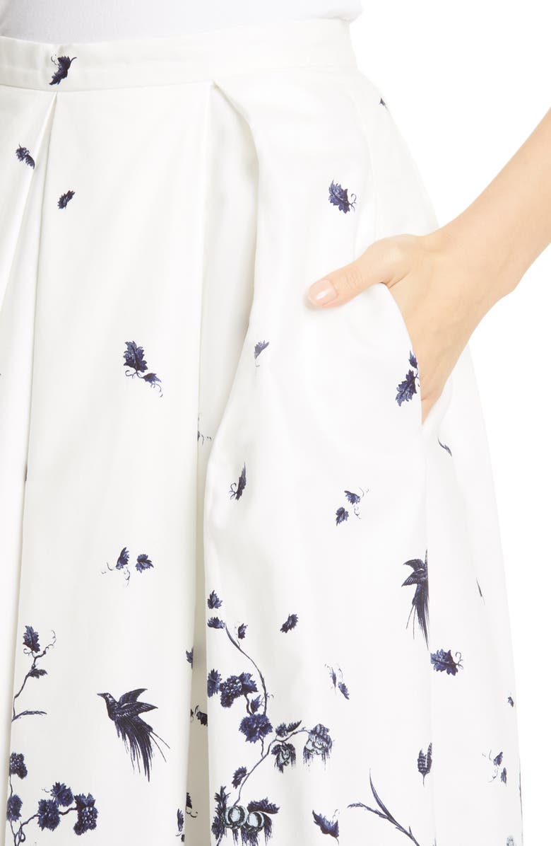 Erdem Toile Print Cotton Poplin Skirt, Alternate, color,