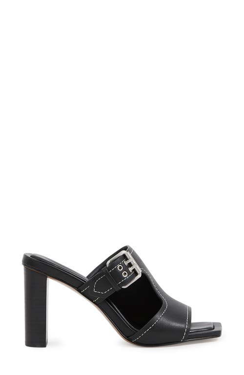Reiss Black Leather Buckle Block-heel Sandals In Black