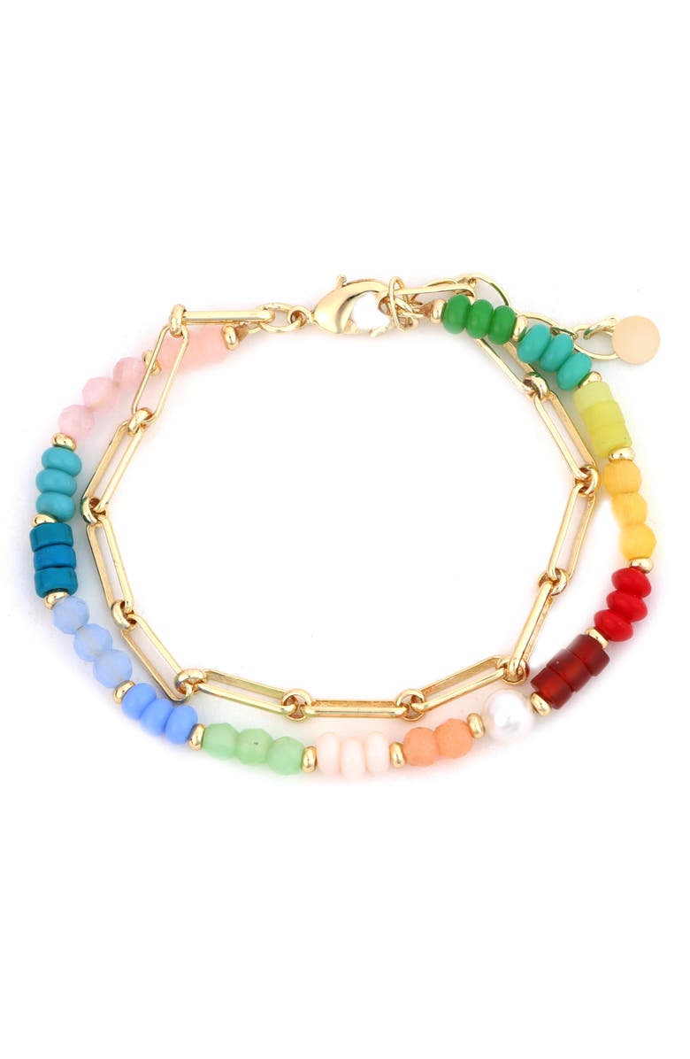 Panacea Multi-Row Beaded & Chain Bracelet, Main, color, Multi