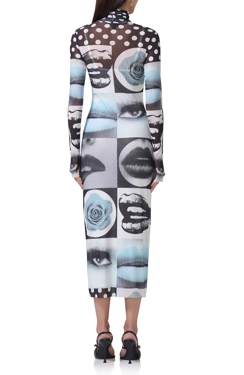 AFRM Shailene Print Long Sleeve Powermesh Midi Dress, Alternate, color,