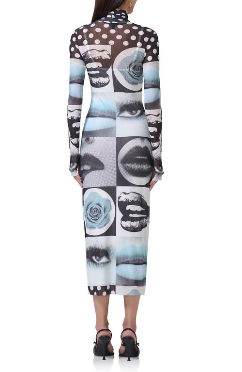 AFRM AFRM SHAILENE PRINT LONG SLEEVE POWERMESH MIDI DRESS