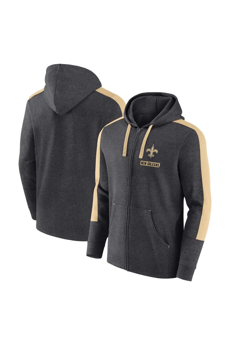 Men's Fanatics  Heather Charcoal New Orleans Saints Gains Full-Zip Hoodie, Main, color, Heather Charcoal