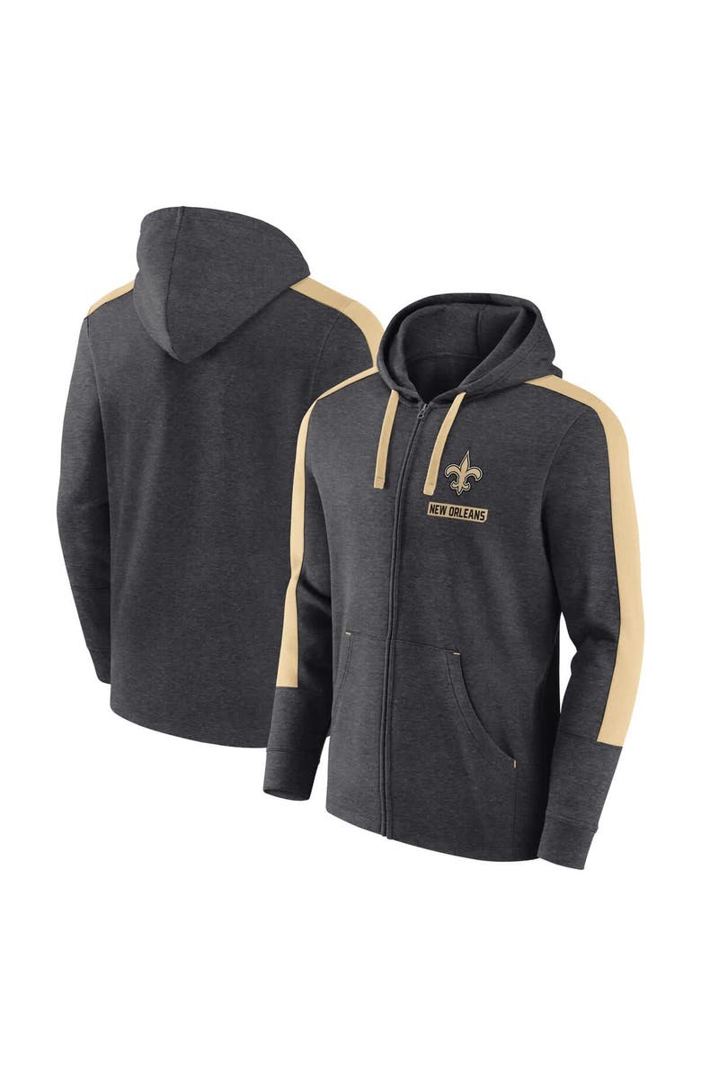 FANATICS Men's Fanatics  Heather Charcoal New Orleans Saints Gains Full-Zip Hoodie, Main, color, Heather Charcoal