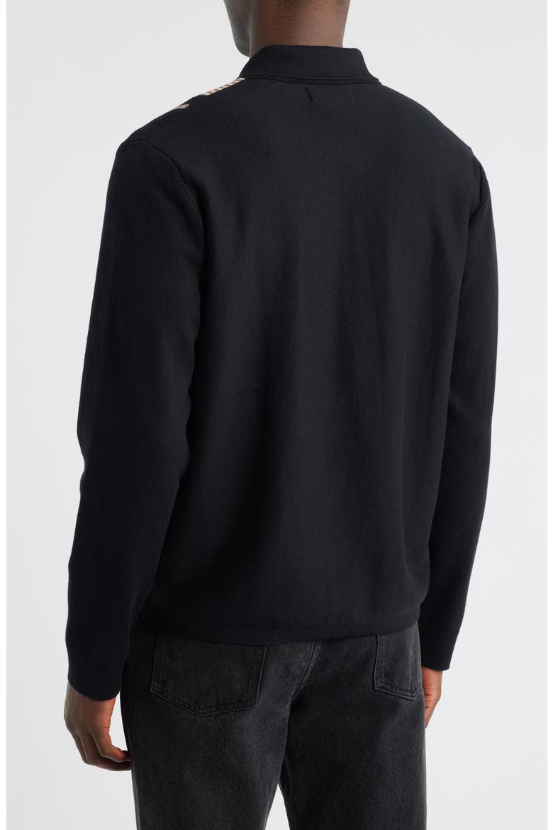 Lennox Stripe Cotton & Cashmere Zip-Up Shirt, Alternate, color, BLACK / BEIGE