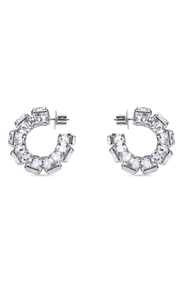 Area Small Crystal Hoop Earrings, Main, color, Clear Crystal/ Silver