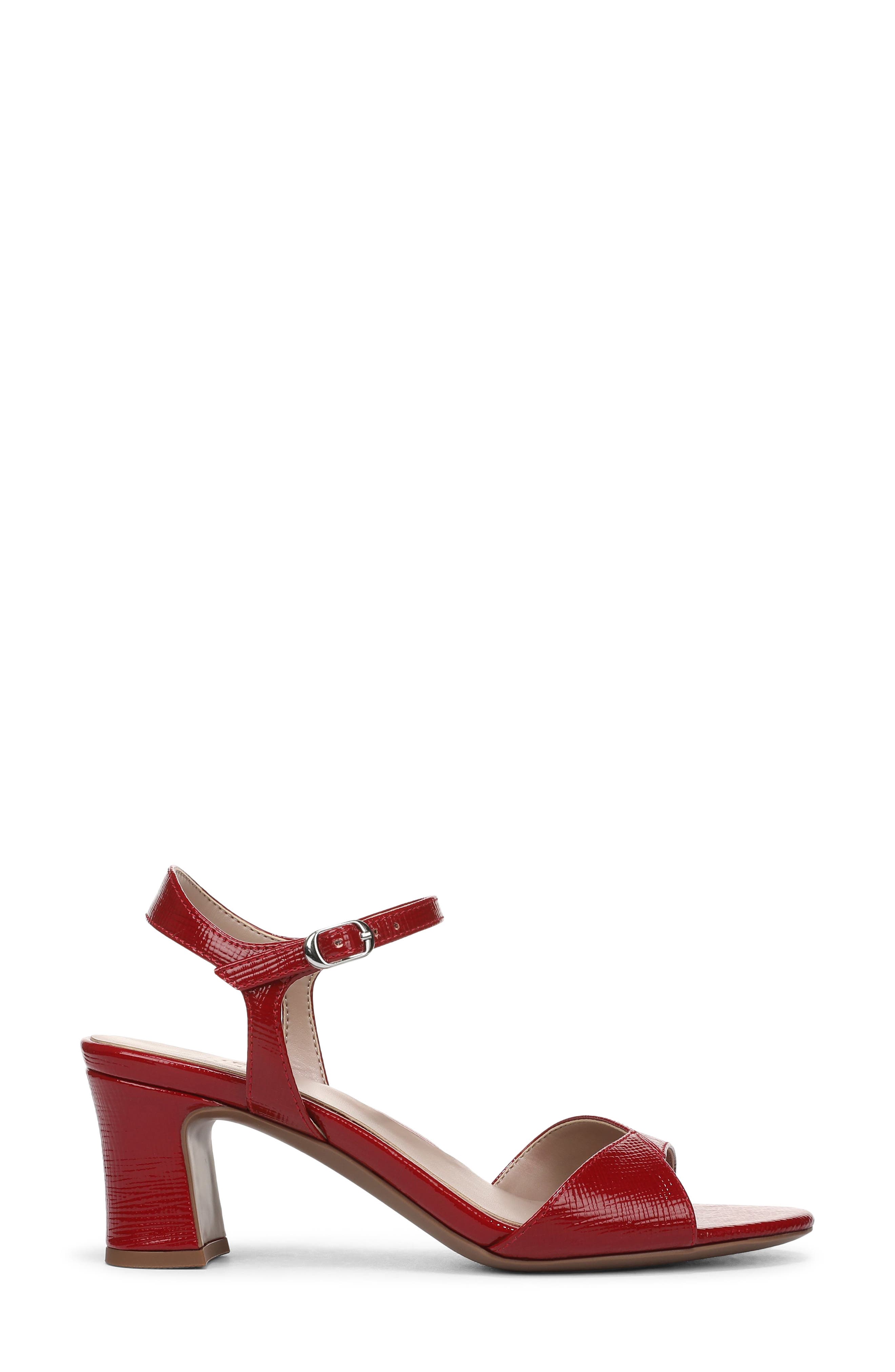 Nyla Sandal, Alternate, color, RED TEXTURED FAUX LEATHER