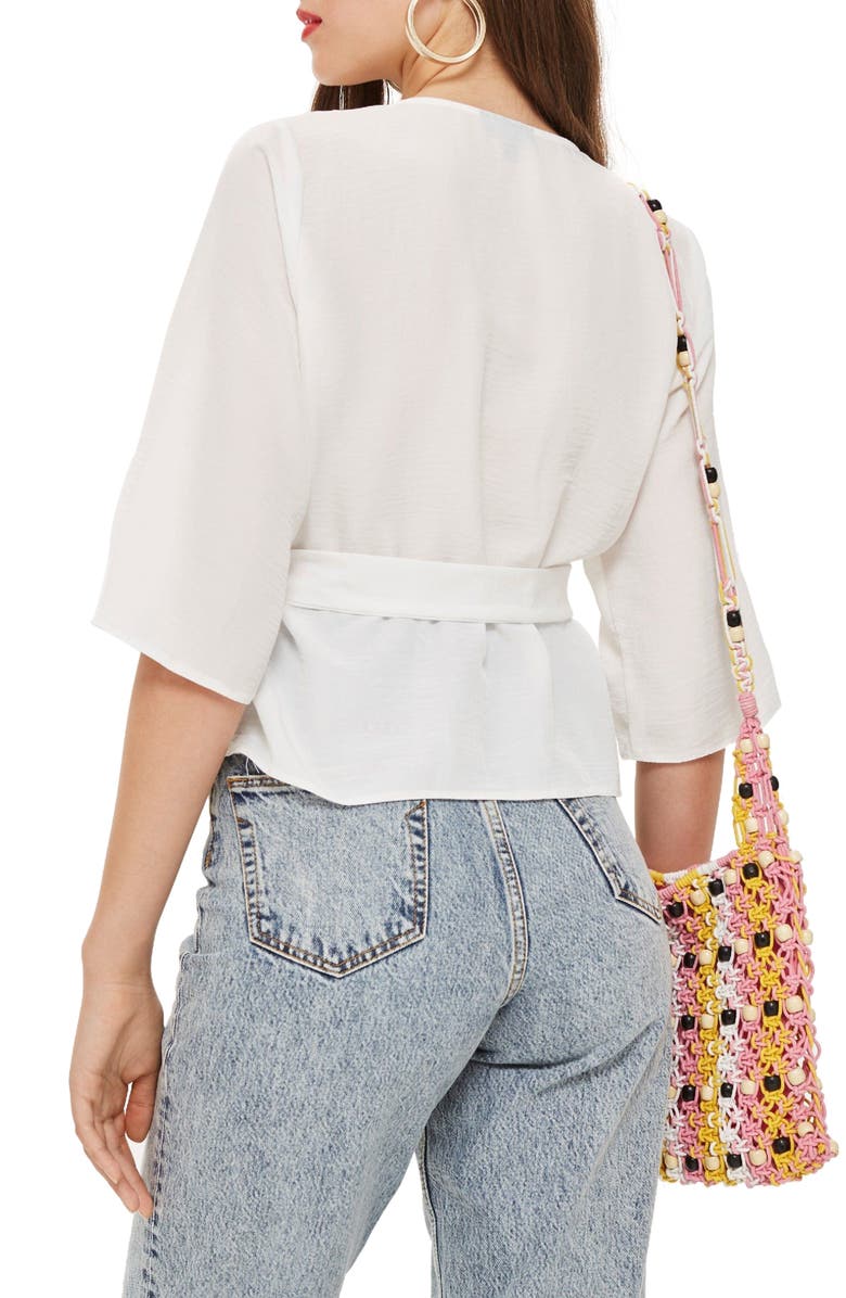 Topshop Kimono Wrap Blouse, Alternate, color,