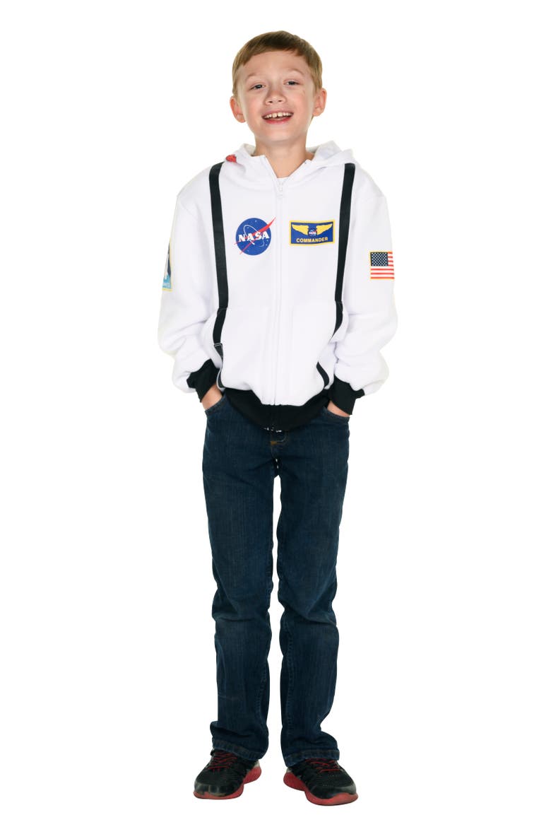 Kids NASA Astronaut Hoodie, Main, color, White