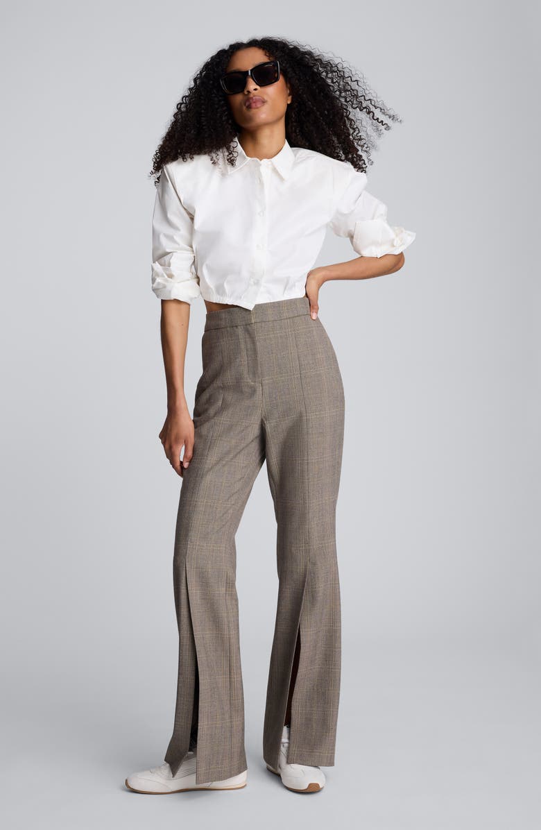 Kenneth Cole Glen Plaid High Waist Split Flare Leg Pants, Alternate, color, Black Multi