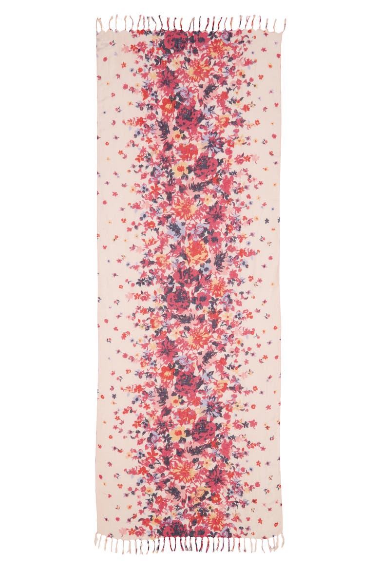 Painted Linen Blend Scarf, Alternate, color, PINK FLOWER VINE