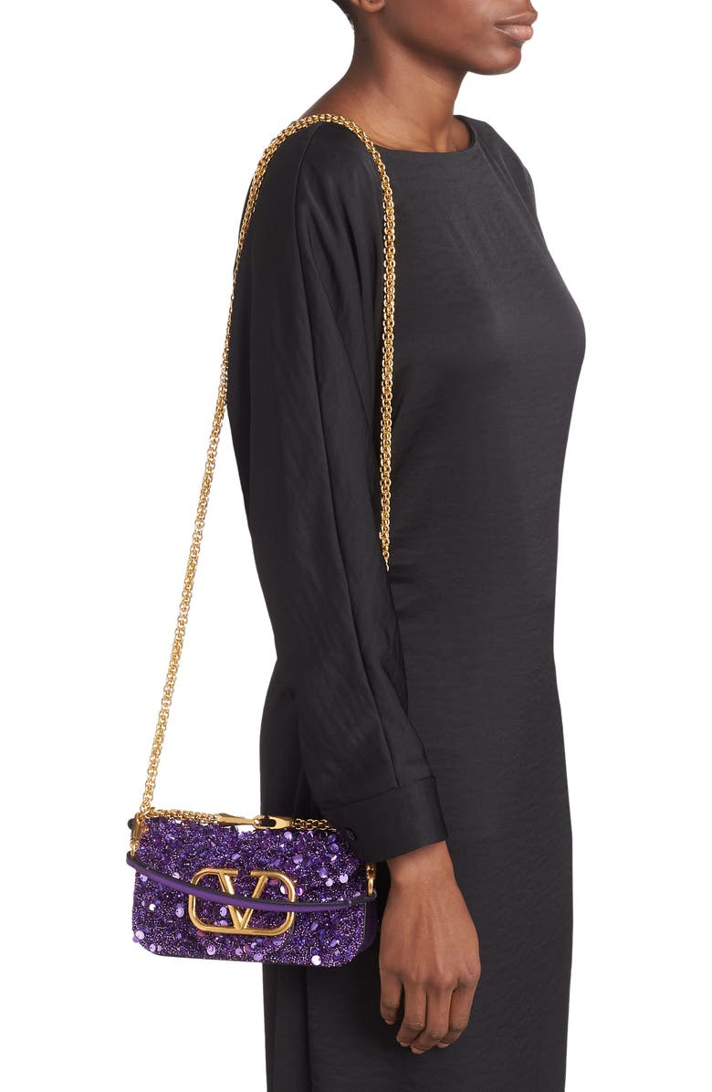 Valentino Garavani Small Locò Embellished Silk Shoulder Bag, Alternate, color,