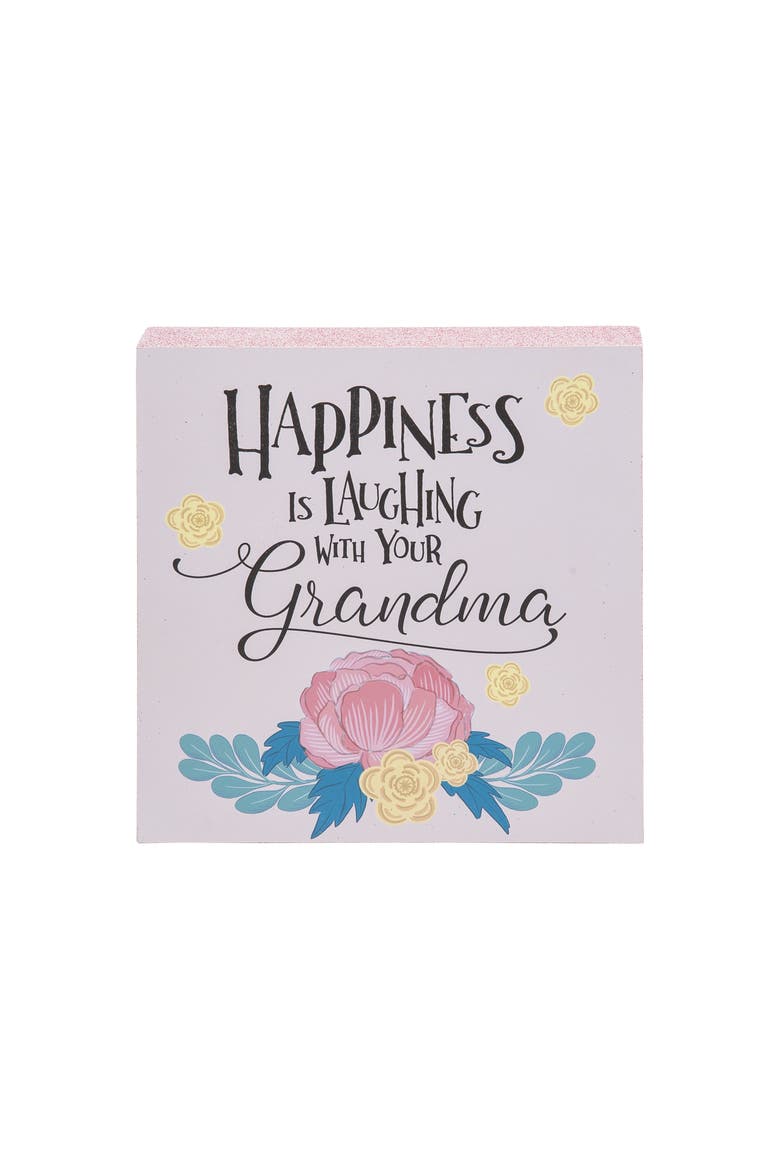 Happiness Is Laughing Wooden Shelf Sitter Centerpiece, Main, color, Blue