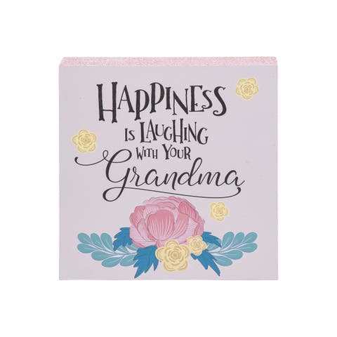 Happiness Is Laughing Wooden Shelf Sitter Centerpiece
