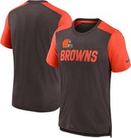 Nike Men's Nike Heathered Brown/Heathered Orange Cleveland Browns Color Block Team Name T-Shirt