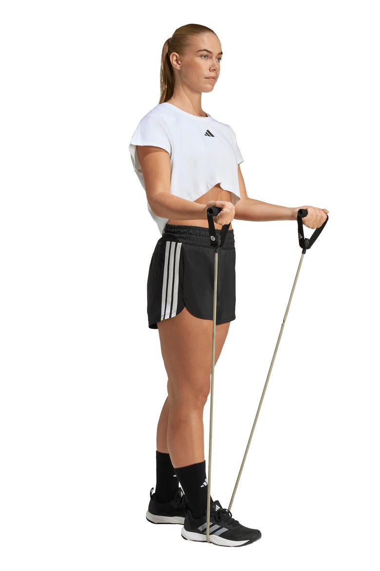 Pacer High Waist Climacool Shorts, Alternate, color, BLACK/ WHITE