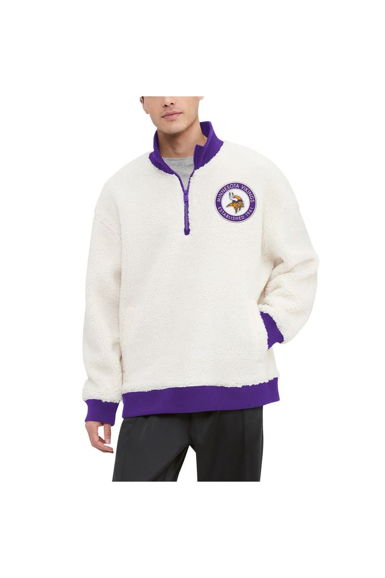 Men's Tommy Hilfiger  Cream Minnesota Vikings Jordan Sherpa Quarter-Zip Sweatshirt, Alternate, color, Cream