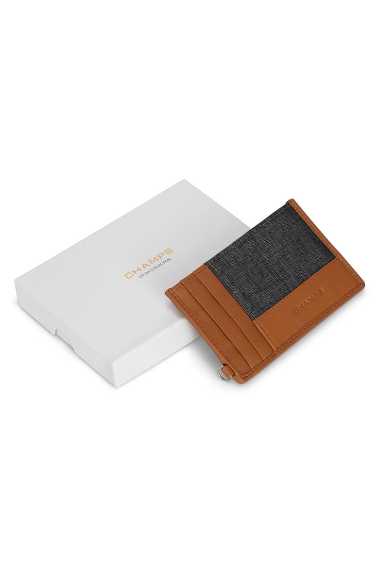Denim Slim Card Holder, Alternate, color, TAN/BLACK