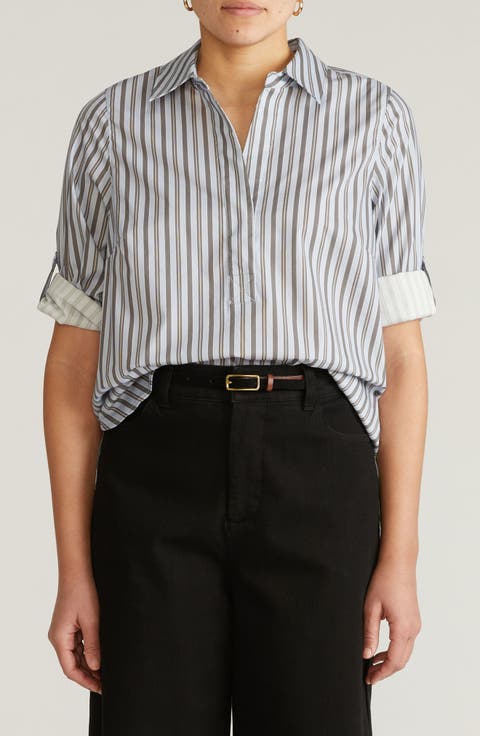 Button-Back Popover Shirt (Plus)