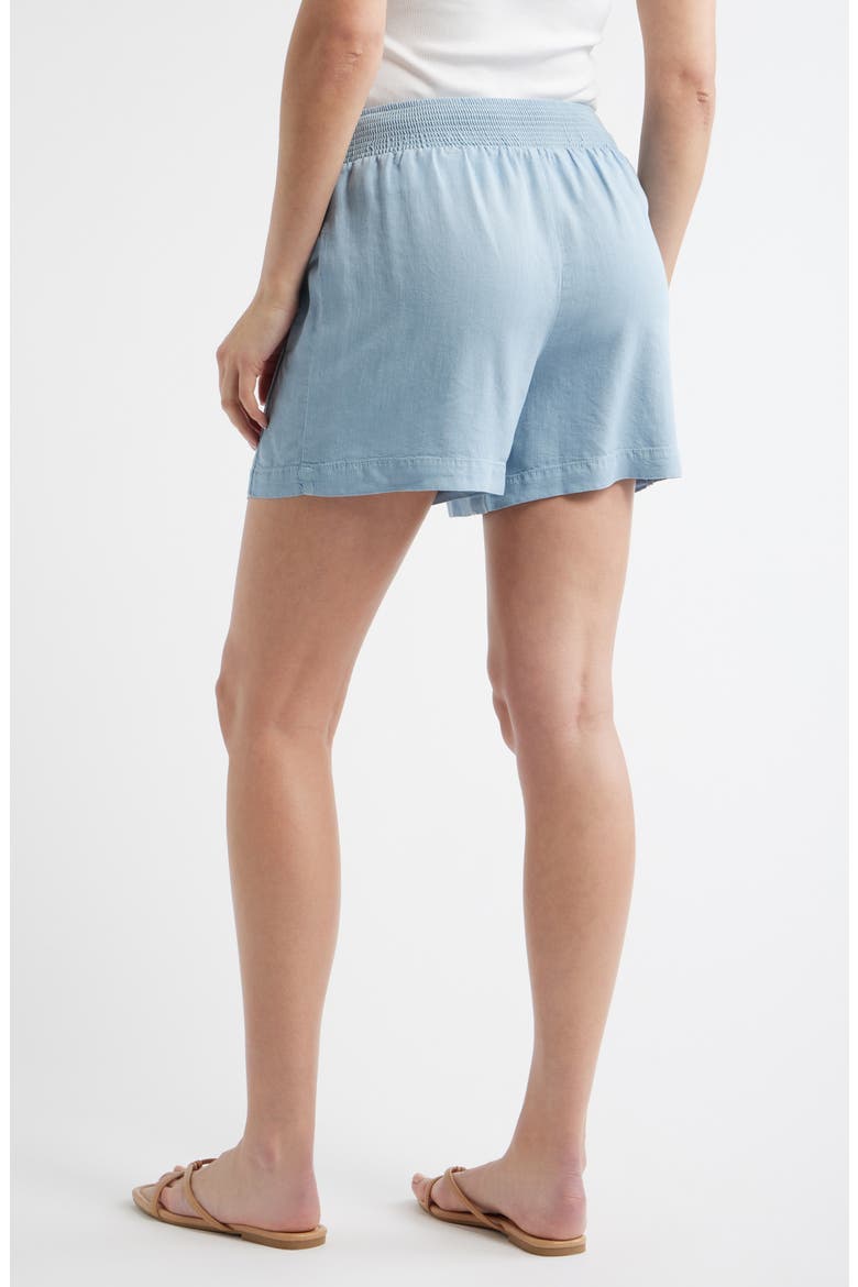 Smocked Waist Shorts, Alternate, color, WASHED INDIGO