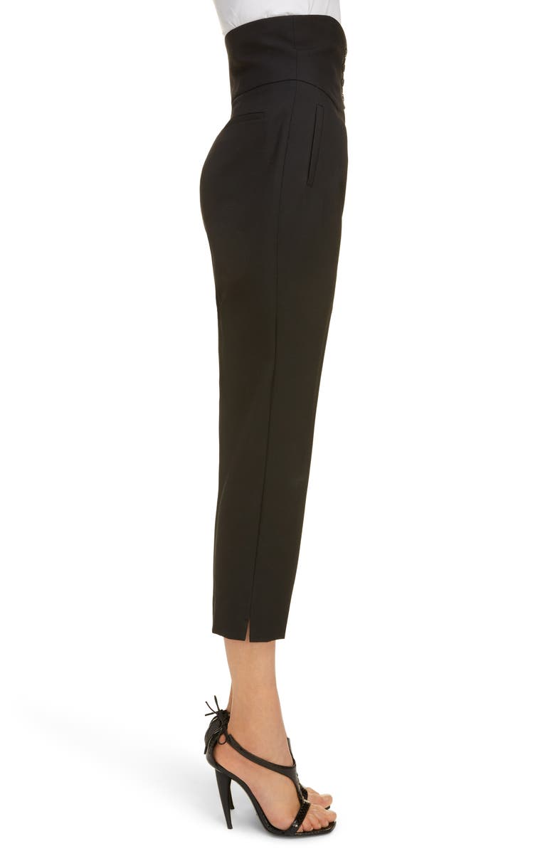 Saint Laurent High Waist Wool Crop Pants, Alternate, color, 