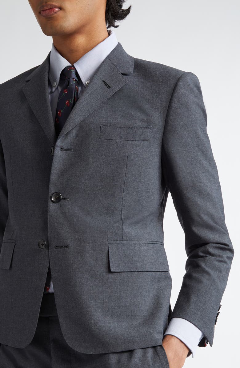 Thom Browne High Break Classic Fit Wool Blend Sport Coat, Alternate, color, Dark Grey