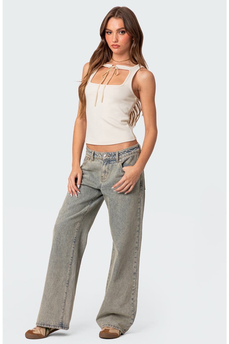 Isabetta Tie Front Knit Tank Top, Alternate, color, WHITE
