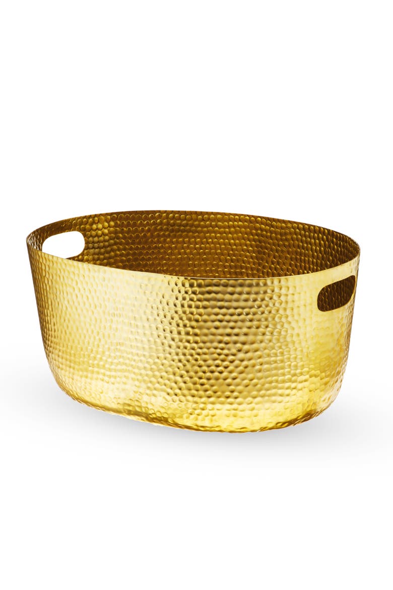 Hammered Metal Tub in Gold, Main, color, Gold