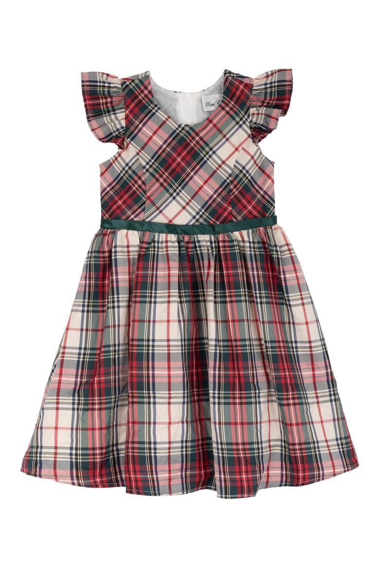 Kids' Plaid Taffeta Dress, Main, color, IVORY