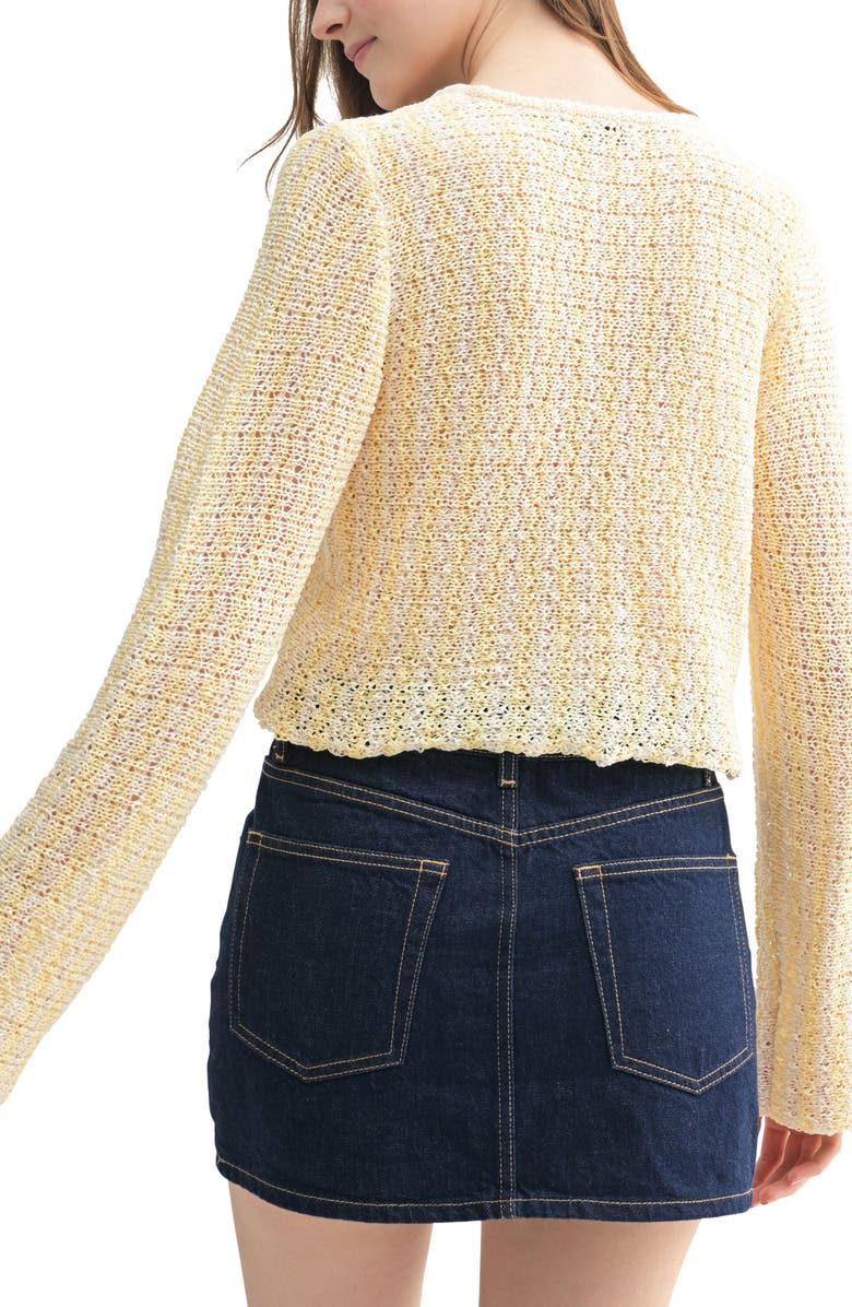 All in Favor Textured Tie Front Crop Cardigan, Alternate, color, Yellow