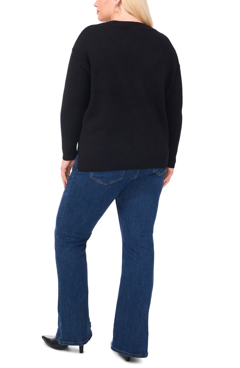 Vince Camuto Star Crewneck Sweater, Alternate, color, Rich Black