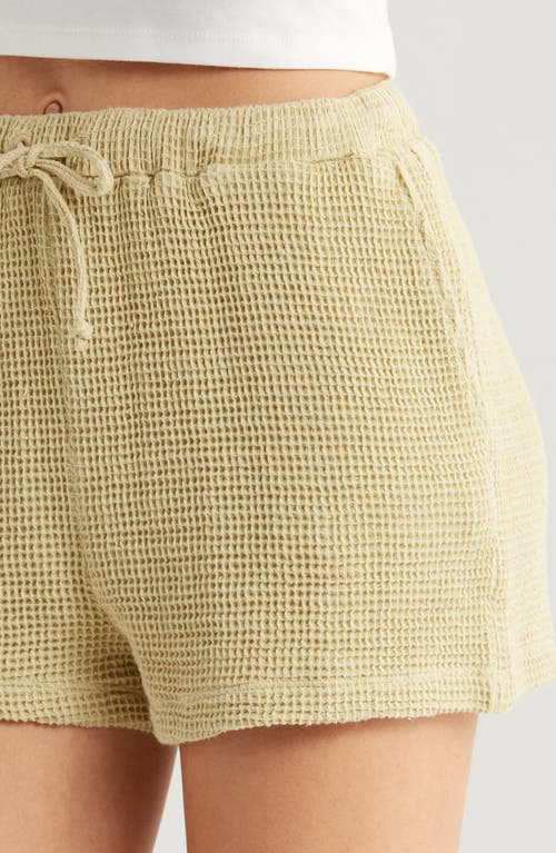 Billabong Odyssey Elastic Waist Waffle Knit Shorts In Wasabi