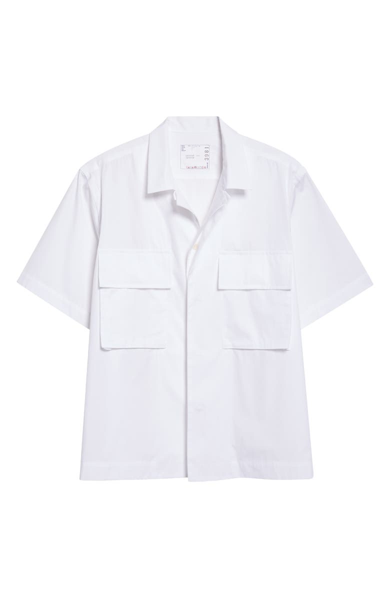 Sacai Poplin Camp Shirt, Alternate, color, Off White