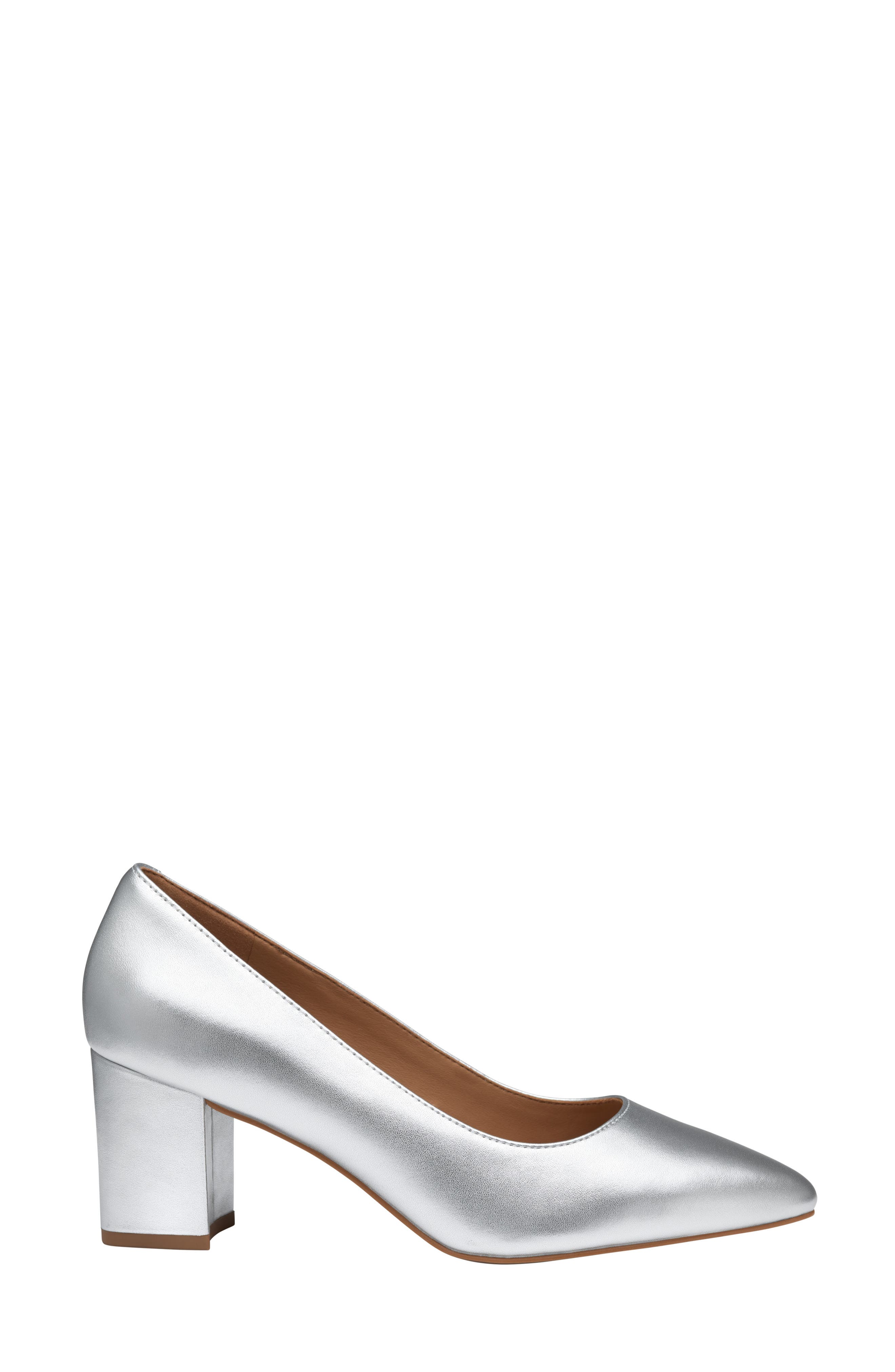 Johnston & Murphy Vicki Block Heel Pump, Alternate, color, Silver Metallic Sheepskin