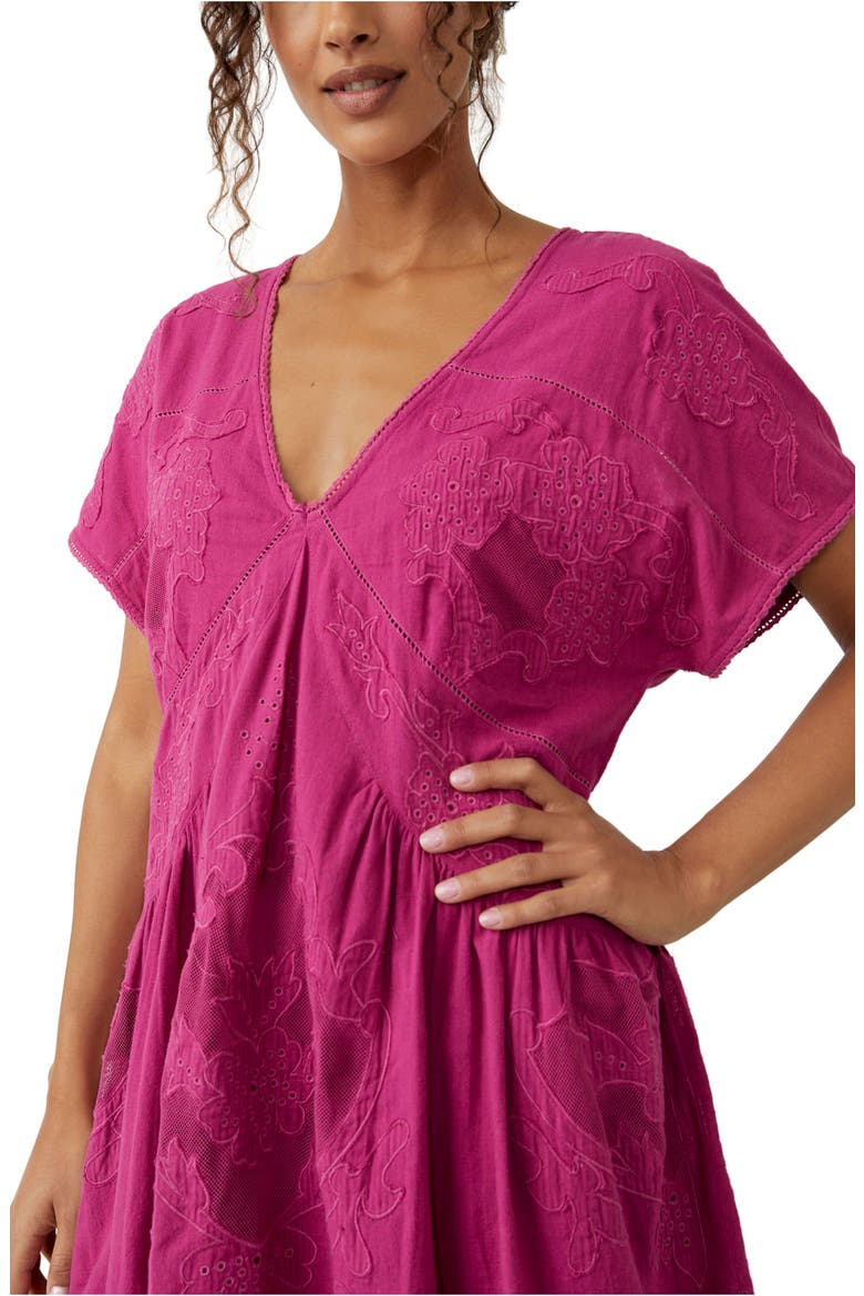 Serenity Embroidered Cotton Minidress, Alternate, color, DRAGONFRUIT PUNCH