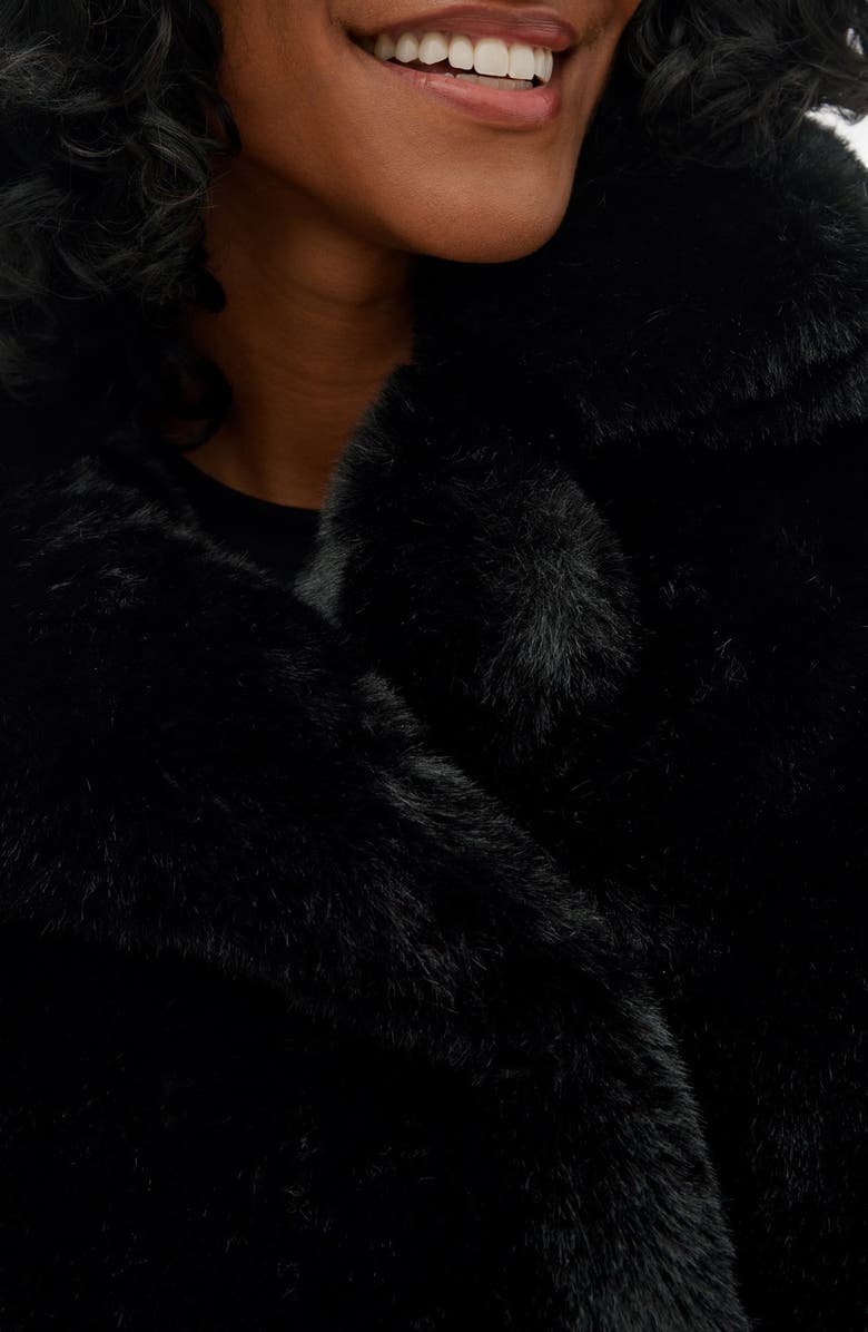 Noize Push Faux Fur Coat, Alternate, color, Black