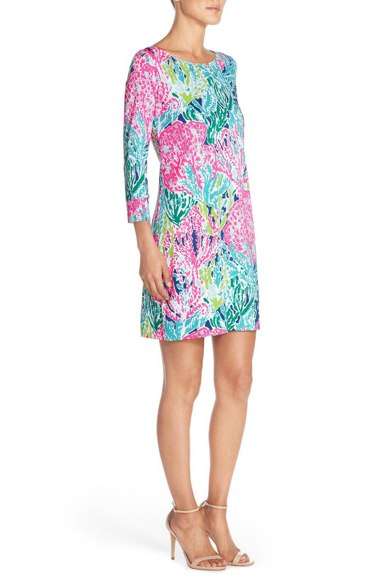 'Marlowe' Pima Cotton Shift Dress, Alternate, color, INDIGO LET’S CHA CHA