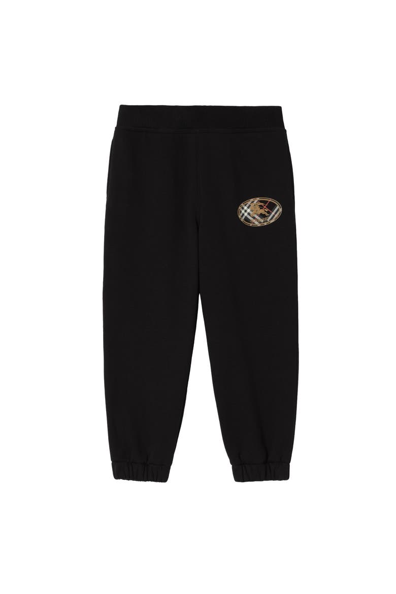 Check Knight Stamp Cotton Jogging Pants, Main, color, Black