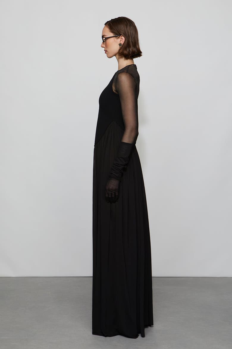 Suri Knit Combo Gown, Alternate, color, Black