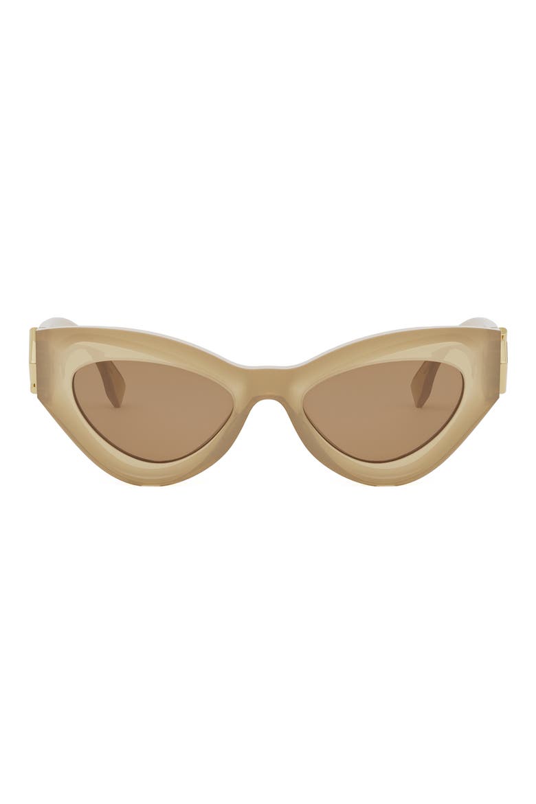 FF Diamonds 52mm Cat Eye Sunglasses, Main, color, SHINY BEIGE / BROWN