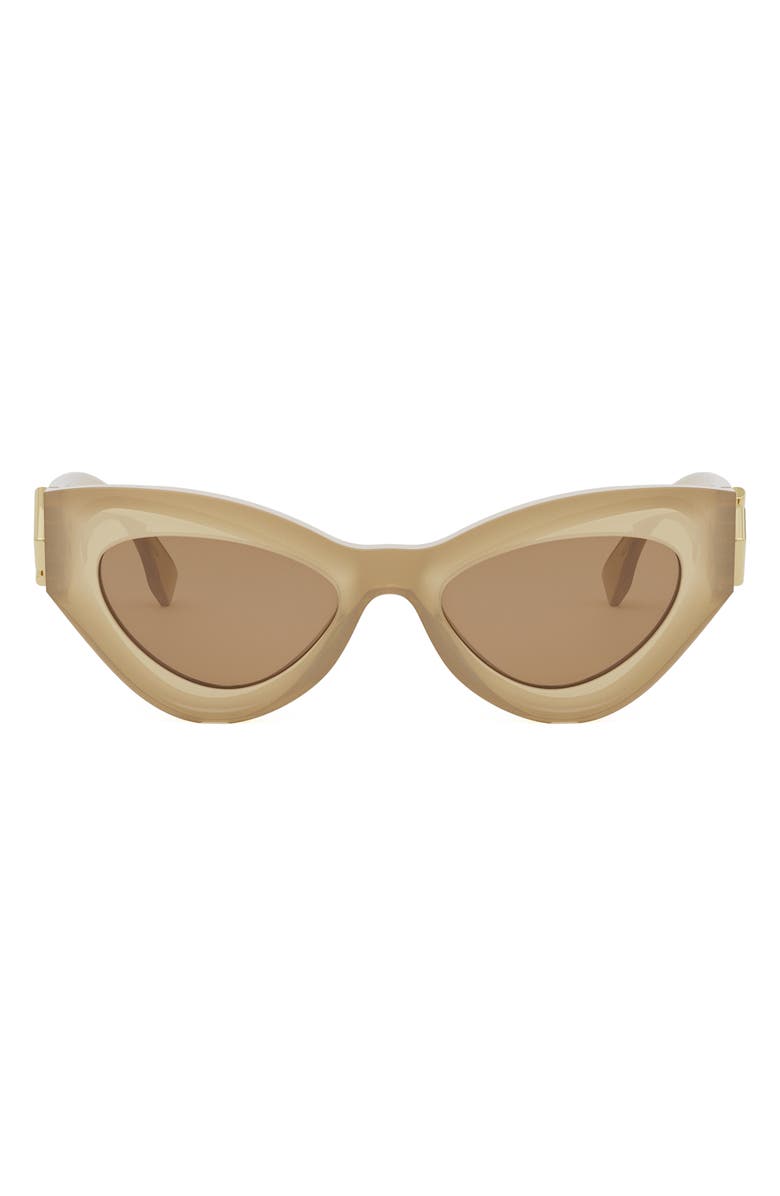 Fendi FF Diamonds 52mm Cat Eye Sunglasses, Main, color, Shiny Beige / Brown