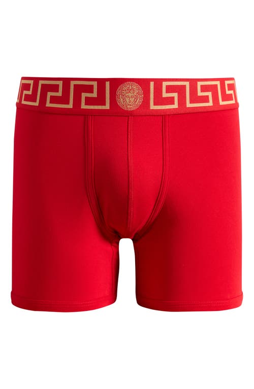 Versace Greek Key Jersey Boxer Briefs In Red